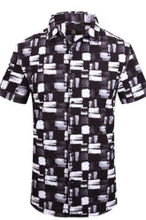 Abstract Mono Grid SS Shirt WHITE/BLACK